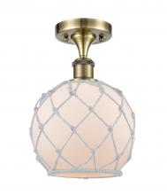 Innovations Lighting 516-1C-AB-G121-8RW - Farmhouse Rope - 1 Light - 8 inch - Antique Brass - Semi-Flush Mount