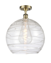 Innovations Lighting 516-1C-AB-G1213-14CL - Athens Deco Swirl - 1 Light - 14 inch - Antique Brass - Semi-Flush Mount