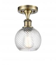 Innovations Lighting 516-1C-AB-G1214-6 - Small Twisted Swirl 1 Light Semi-Flush Mount part of the Ballston Collection