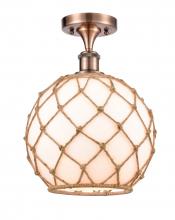 Innovations Lighting 516-1C-AC-G121-10RB - Farmhouse Rope - 1 Light - 10 inch - Antique Copper - Semi-Flush Mount