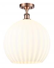 Innovations Lighting 516-1C-AC-G1217-14WV - White Venetian - 1 Light - 14 inch - Antique Copper - Semi-Flush Mount