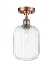 Innovations Lighting 516-1C-AC-G460-7CL - Preston Cylinder - 1 Light - 7 inch - Antique Copper - Semi-Flush Mount