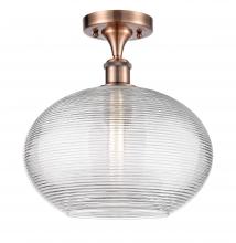 Innovations Lighting 516-1C-AC-G555-12CL - Ithaca - 1 Light - 12 inch - Antique Copper - Semi-Flush Mount