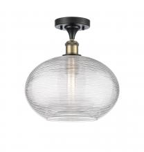 Innovations Lighting 516-1C-BAB-G555-12CL - Ithaca - 1 Light - 12 inch - Black Antique Brass - Semi-Flush Mount