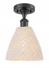 Innovations Lighting 516-1C-BK-NBD-75-NAT - Bristol Natural - 1 Light - 6 inch - Matte Black - Semi-Flush Mount