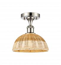 Innovations Lighting 516-1C-PN-NBD2-9-NAT - Bristol Natural II - 1 Light - 9 inch - Polished Nickel - Semi-Flush Mount