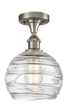 Innovations Lighting 516-1C-SN-G1213-8CL - Athens Deco Swirl - 1 Light - 8 inch - Brushed Satin Nickel - Semi-Flush Mount
