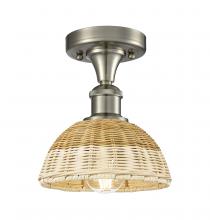 Innovations Lighting 516-1C-SN-NBD2-75-NAT - Bristol Natural II - 1 Light - 8 inch - Brushed Satin Nickel - Semi-Flush Mount
