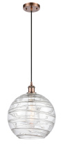 Innovations Lighting 516-1P-AC-G1213-12CL - Athens Deco Swirl - 1 Light - 12 inch - Antique Copper - Cord hung - Mini Pendant