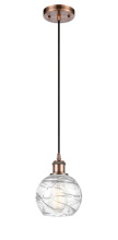 Innovations Lighting 516-1P-AC-G1213-6CL - Athens Deco Swirl - 1 Light - 6 inch - Antique Copper - Cord hung - Mini Pendant