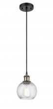 Innovations Lighting 516-1P-BAB-G1214-6 - Small Twisted Swirl 1 Light Mini Pendant part of the Ballston Collection