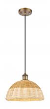 Innovations Lighting 516-1P-BB-NBD2-12-NAT - Bristol Natural II - 1 Light - 12 inch - Brushed Brass - Cord hung - Mini Pendant