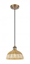 Innovations Lighting 516-1P-BB-NBD2-9-NAT - Bristol Natural II - 1 Light - 9 inch - Brushed Brass - Cord hung - Mini Pendant