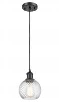 Innovations Lighting 516-1P-BK-G1214-6 - Small Twisted Swirl 1 Light Mini Pendant part of the Ballston Collection
