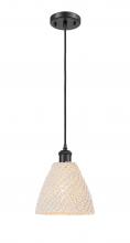 Innovations Lighting 516-1P-BK-NBD-75-NAT - Bristol Natural - 1 Light - 6 inch - Matte Black - Cord hung - Mini Pendant