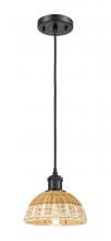 Innovations Lighting 516-1P-BK-NBD2-75-NAT - Bristol Natural II - 1 Light - 8 inch - Matte Black - Cord hung - Mini Pendant