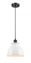 Innovations Lighting 516-1P-OB-M14-W - Adirondack - 1 Light - 8 inch - Oil Rubbed Bronze - Cord hung - Mini Pendant