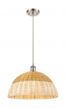 Innovations Lighting 516-1P-SN-NBD2-16-NAT - Bristol Natural II - 1 Light - 16 inch - Brushed Satin Nickel - Cord hung - Mini Pendant