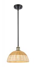 Innovations Lighting 516-1S-BAB-NBD2-12-NAT - Bristol Natural II - 1 Light - 12 inch - Black Antique Brass - Stem hung - Mini Pendant