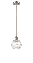 Innovations Lighting 516-1S-SN-G1213-6CL - Athens Deco Swirl - 1 Light - 6 inch - Brushed Satin Nickel - Stem hung - Mini Pendant
