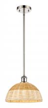 Innovations Lighting 516-1S-SN-NBD2-12-NAT - Bristol Natural II - 1 Light - 12 inch - Brushed Satin Nickel - Stem hung - Mini Pendant