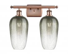 Innovations Lighting 516-2W-AC-G484-7SL - Brookhaven Flute - 2 Light - 17 inch - Antique Copper - Bath Vanity Light