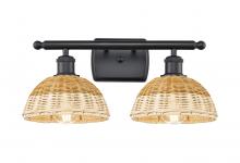 Innovations Lighting 516-2W-BK-NBD2-75-NAT - Bristol Natural II - 2 Light - 18 inch - Matte Black - Bath Vanity Light