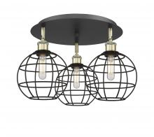 Innovations Lighting 516-3C-BAB-CE-8-BK - Lake Placid - 3 Light - 20 inch - Black Antique Brass - Semi-Flush Mount