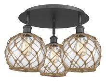 Innovations Lighting 516-3C-BK-G122-8RB - Farmhouse Rope - 3 Light - 20 inch - Matte Black - Semi-Flush Mount