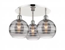 Innovations Lighting 516-3C-PN-G556-8SM - Rochester - 3 Light - 20 inch - Polished Nickel - Semi-Flush Mount