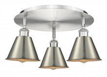 Innovations Lighting 516-3C-SN-M8-SN - Ballston - 3 Light - 18 inch - Satin Nickel - Semi-Flush Mount