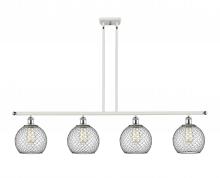 Innovations Lighting 516-4I-WPC-G122-8CBK - Farmhouse Chicken Wire - 4 Light - 48 inch - White Polished Chrome - Cord hung - Island Light