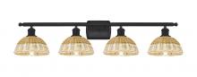 Innovations Lighting 516-4W-BK-NBD2-75-NAT - Bristol Natural II - 4 Light - 38 inch - Matte Black - Bath Vanity Light