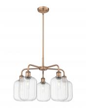 Innovations Lighting 516-5CR-AC-G460-7CL - Preston Cylinder - 5 Light - 25 inch - Antique Copper - Stem hung - Chandelier