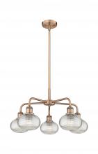 Innovations Lighting 516-5CR-AC-G555-6CL - Ithaca - 5 Light - 24 inch - Antique Copper - Chandelier