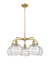 Innovations Lighting 516-5CR-BB-G1213-8CL - Athens Deco Swirl - 5 Light - 27 inch - Brushed Brass - Stem hung - Chandelier