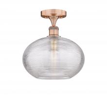 Innovations Lighting 616-1F-AC-G555-12CL - Ithaca - 1 Light - 12 inch - Antique Copper - Semi-Flush Mount