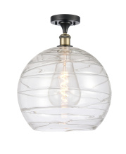 Innovations Lighting 616-1F-BAB-G1213-14CL - Athens Deco Swirl - 1 Light - 14 inch - Black Antique Brass - Semi-Flush Mount
