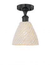 Innovations Lighting 616-1F-BK-NBD-75-NAT - Bristol Natural - 1 Light - 8 inch - Matte Black - Semi-Flush Mount