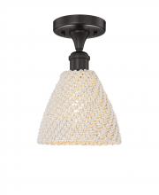 Innovations Lighting 616-1F-OB-NBD-75-NAT - Bristol Natural - 1 Light - 8 inch - Oil Rubbed Bronze - Semi-Flush Mount