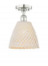 Innovations Lighting 616-1F-PN-NBD-9-NAT - Bristol Natural - 1 Light - 9 inch - Polished Nickel - Semi-Flush Mount