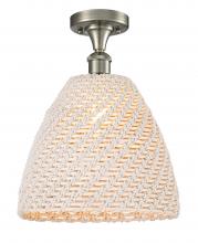 Innovations Lighting 616-1F-SN-NBD-12-NAT - Bristol Natural - 1 Light - 6 inch - Brushed Satin Nickel - Semi-Flush Mount