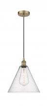 Innovations Lighting 616-1P-AB-GBC-124-LED - Berkshire - 1 Light - 12 inch - Antique Brass - Cord hung - Mini Pendant