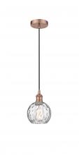 Innovations Lighting 616-1P-AC-G1215-6 - Athens Water Glass - 1 Light - 6 inch - Antique Copper - Cord hung - Mini Pendant