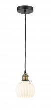 Innovations Lighting 616-1P-BAB-G1217-6WV - White Venetian - 1 Light - 6 inch - Black Antique Brass - Cord Hung - Mini Pendant