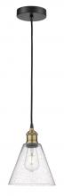 Innovations Lighting 616-1P-BAB-GBC-84-LED - Berkshire - 1 Light - 8 inch - Black Antique Brass - Cord hung - Mini Pendant