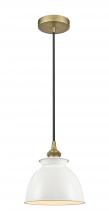 Innovations Lighting 616-1P-BB-M14-W - Adirondack - 1 Light - 8 inch - Brushed Brass - Cord hung - Mini Pendant