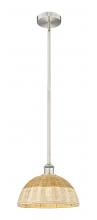Innovations Lighting 616-1S-SN-NBD2-12-NAT - Bristol Natural II - 1 Light - 12 inch - Brushed Satin Nickel - Stem hung - Mini Pendant