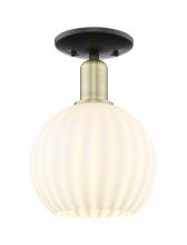 Innovations Lighting 716-1C-BAB-G1217-8WV - White Venetian - 1 Light - 8 inch - Black Antique Brass - Semi-Flush Mount