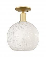 Innovations Lighting 716-1C-SG-G1216-10WM - White Mouchette - 1 Light - 10 inch - Satin Gold - Semi-Flush Mount